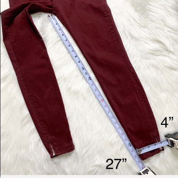 2/$20🌸 Zara Zipper Ankle Burgundy Skinny Jeans - Picture 8 of 8